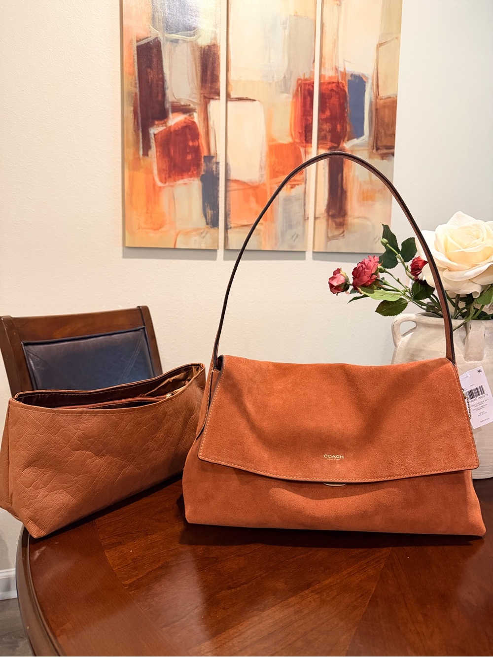 NWT Coach Suede Chelsea 36 in Clay plus bag insert